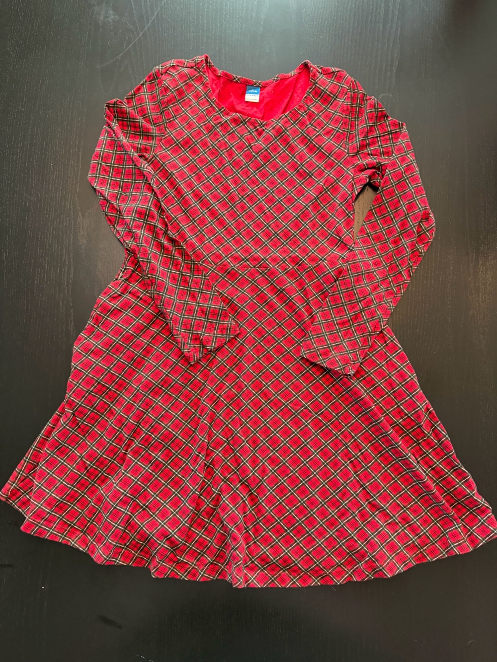 Old Navy Red Plaid Long-Sleeve Fit-and-Flare Dress